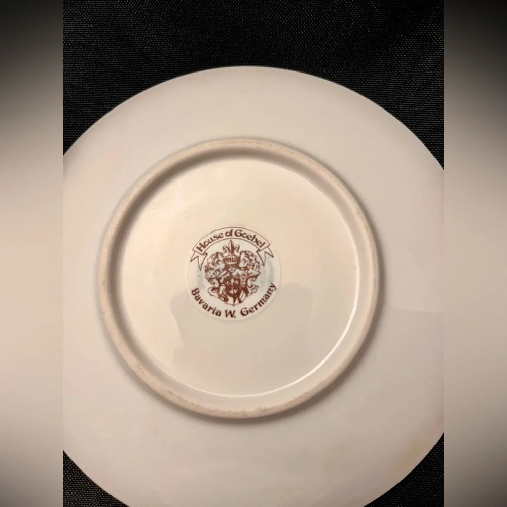 House of Goebel Bavaria West Germany Vintage Floral Teacup Saucer Set Poppy Leaf